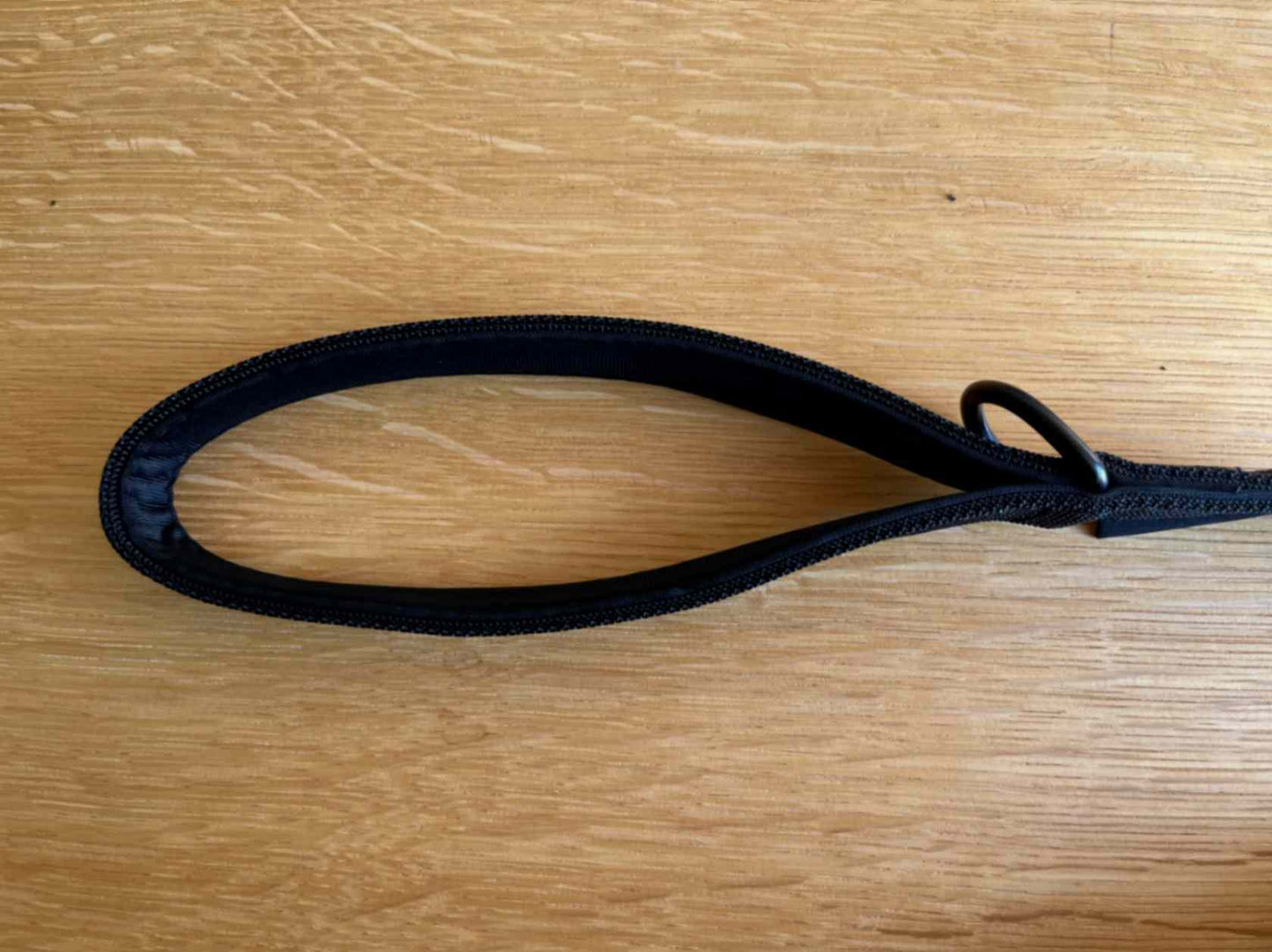 Handle of black leash
