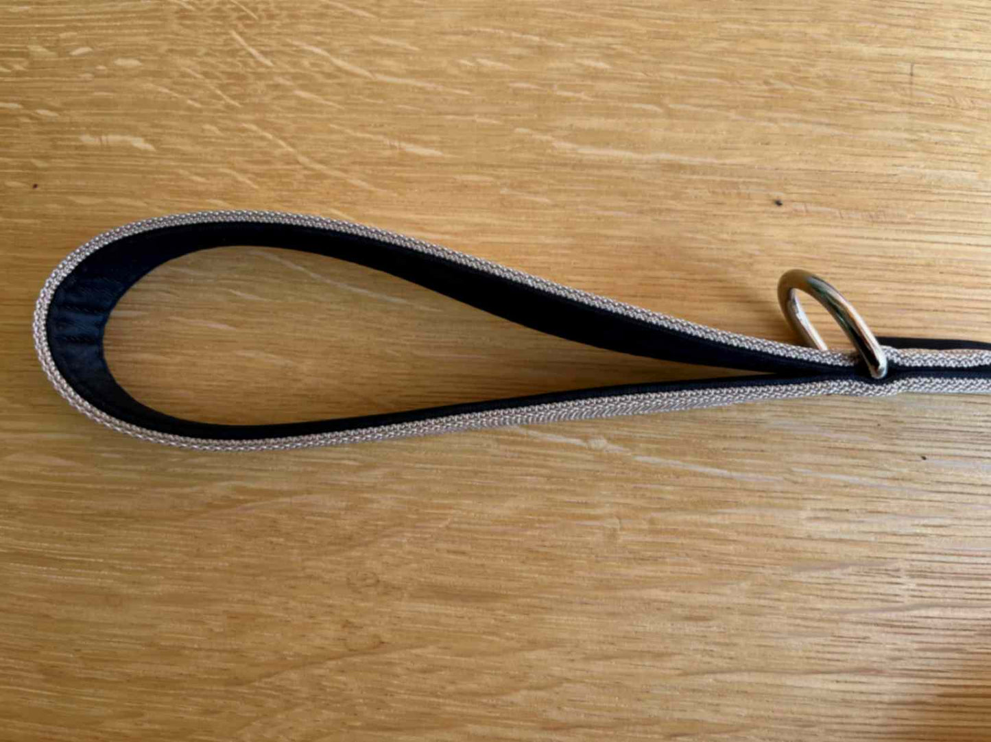 Handle of champagne gold dog leash