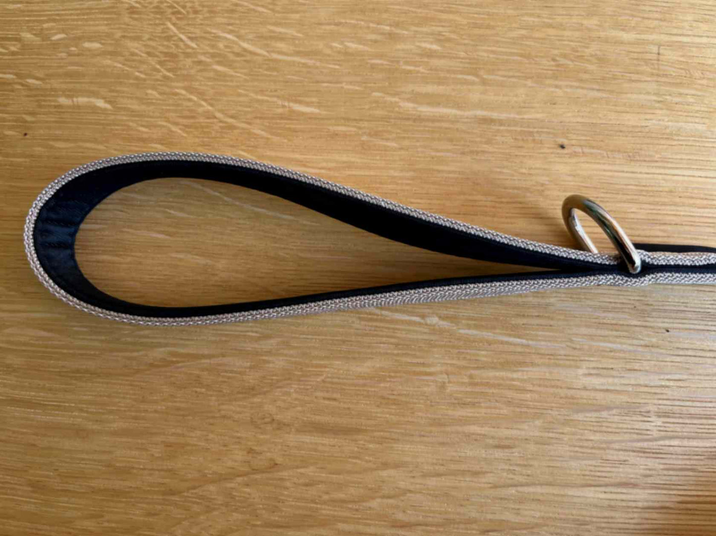 Handle of champagne gold dog leash