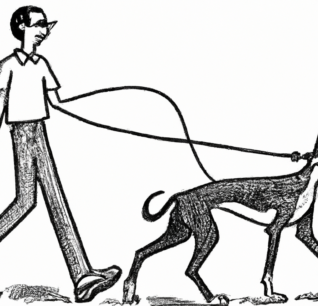 greeting card with dog walking owner