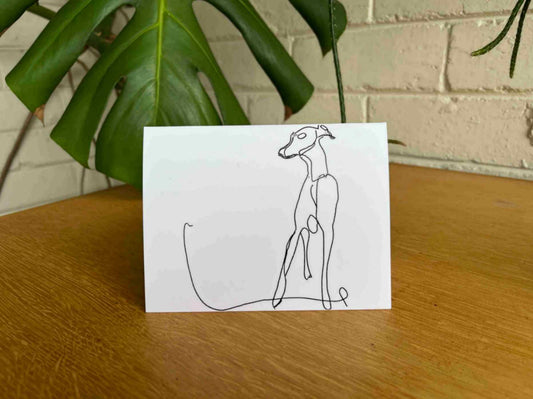 Single line drawing of a dog greeting card