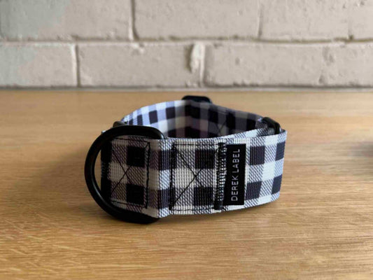 Black and white gingham Martingale dog collar