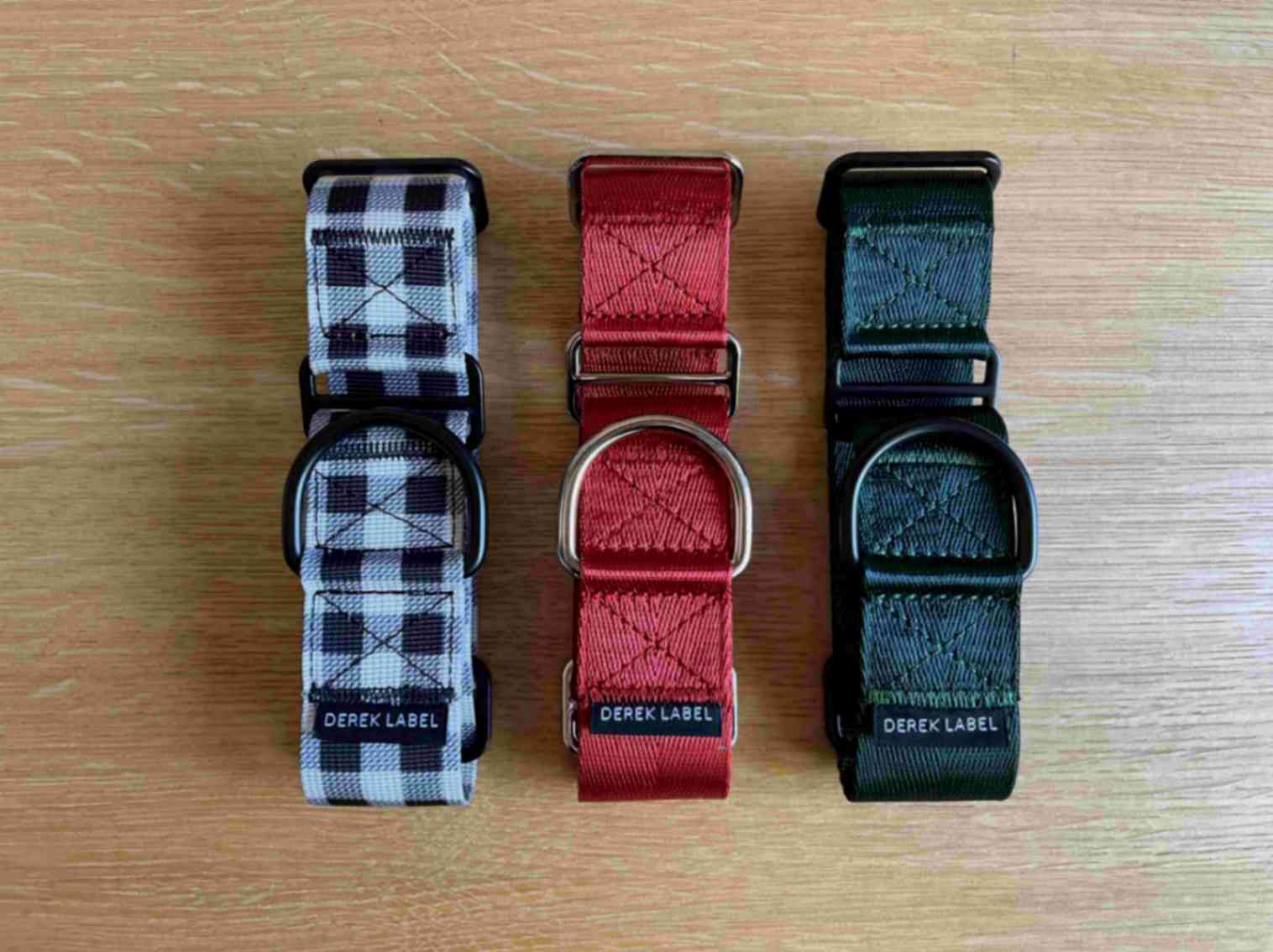 Gingham, red and green Martingale dog collars