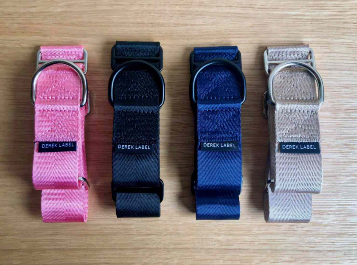 Pink, black, blue and silver Martingale dog collars